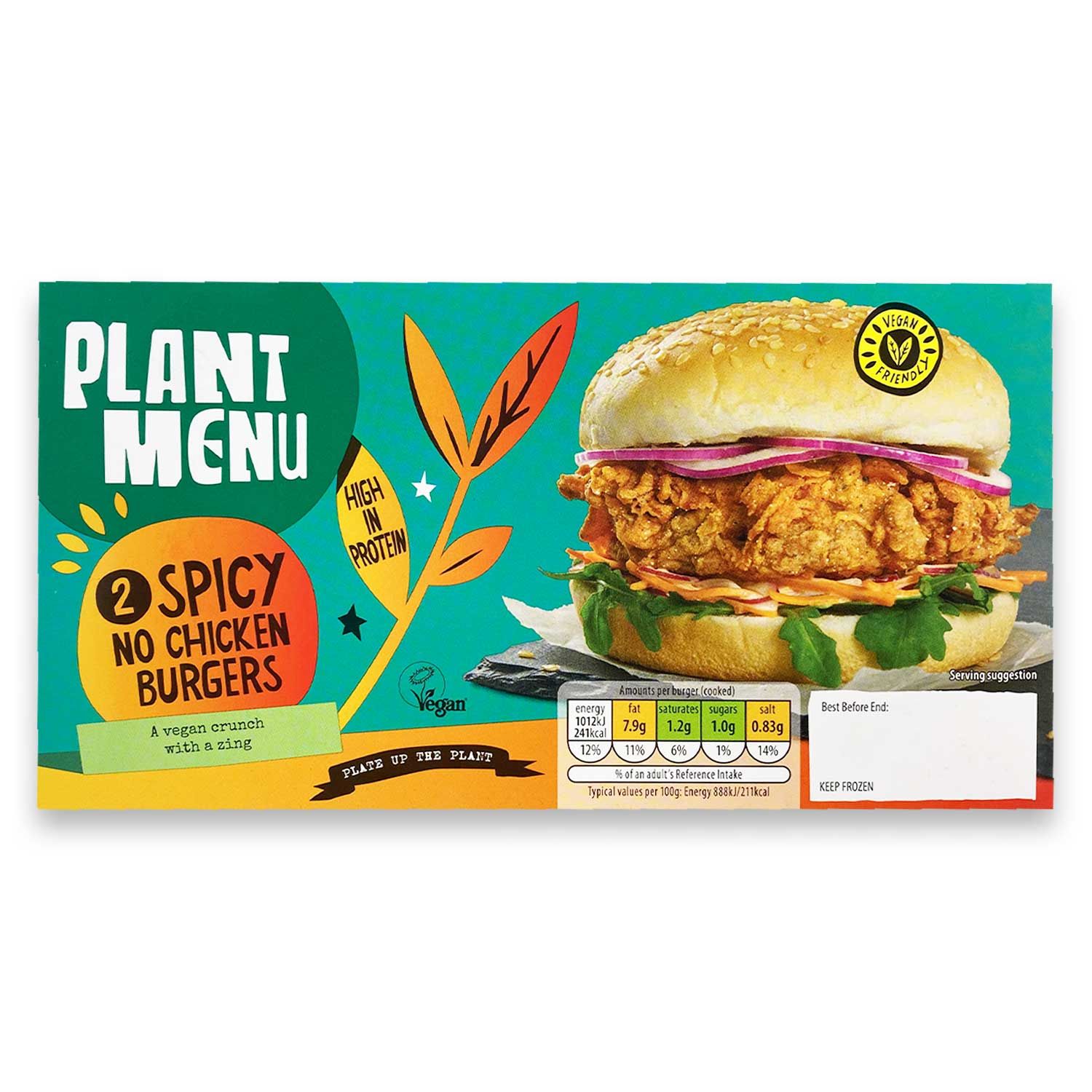 2 Spicy No Chicken Burgers 240g Plant Menu